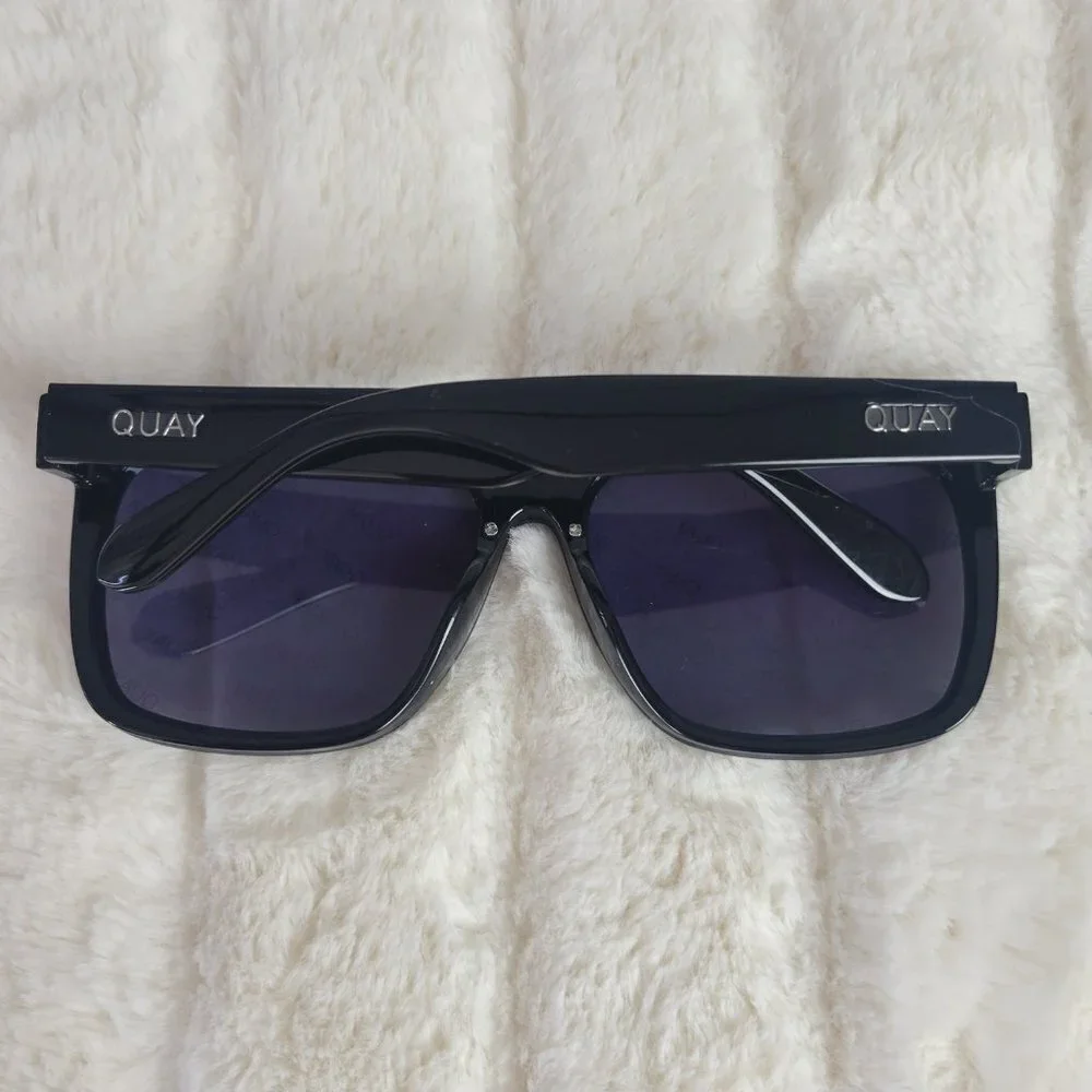 QUAY // ltd ed jlo collab rimless smoke lens rainbow watermark shield sunglasses